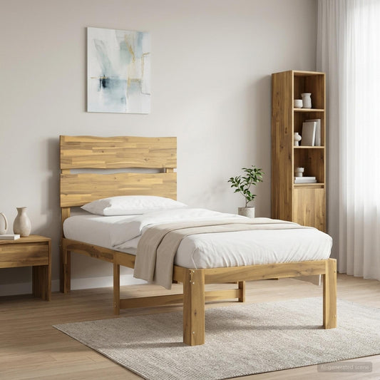 Letto Singolo con Testiera ROSTOCK Sbiancato 75 x 190 cm