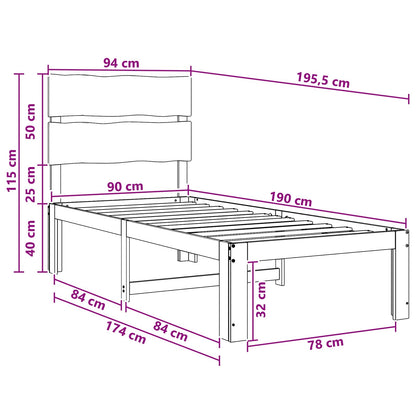 Letto Singolo con Testiera ROSTOCK Bianco 90 x 190 cm | homemem39