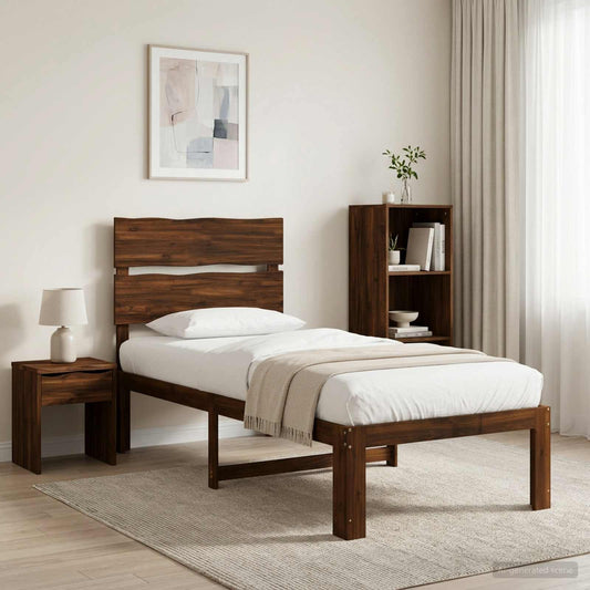 Letto Singolo con Testiera ROSTOCK Marrone Scuro 100 x 200 cm