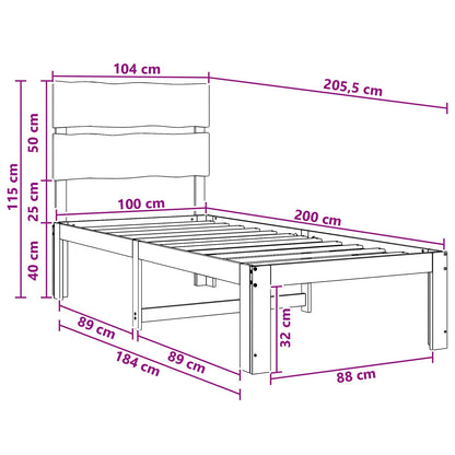 Letto Singolo con Testiera ROSTOCK Marrone Scuro 100 x 200 cm | homemem39
