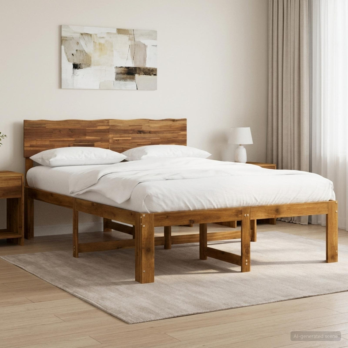 Letto matrimoniale con testiera ROSTOCK Naturale 137 x 190 cm | homemem39