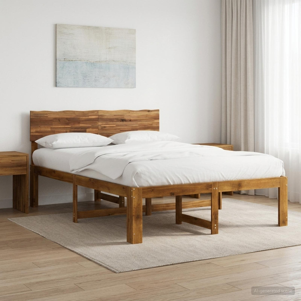 Letto matrimoniale con testiera ROSTOCK Naturale 137 x 190 cm