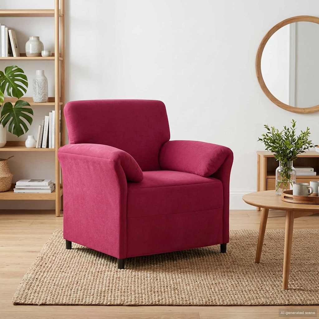Divano 1 posto Rosso Vino 88 x 83 x 95 cm Velluto