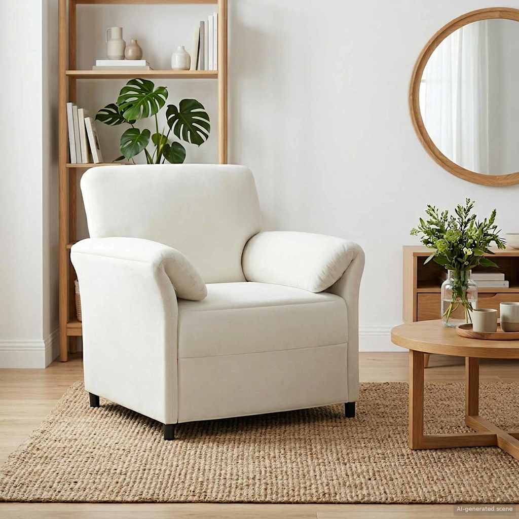 Divano 1 posto Crema 88 x 83 x 95 cm Velluto | homemem39