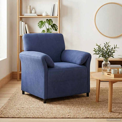 Divano 1 posto Blu Polizia 88 x 83 x 95 cm Velluto