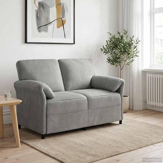 Divano a 2 Posti Grigio Chiaro 138 x 83 x 95 cm Velluto | homemem39