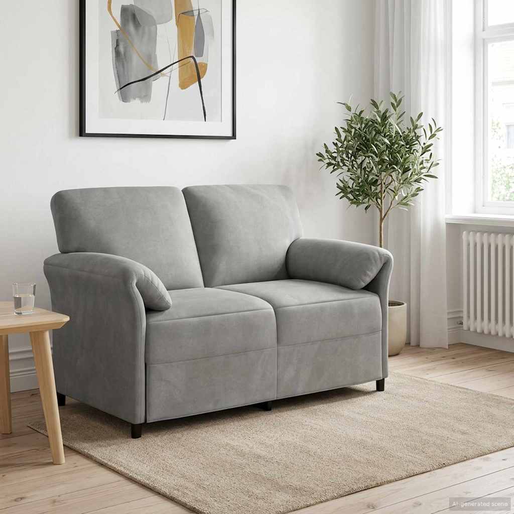 Divano a 2 Posti Grigio Chiaro 138 x 83 x 95 cm Velluto