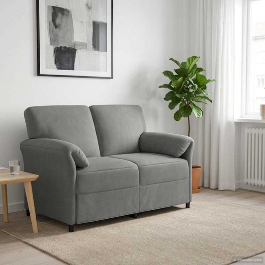 Divano a 2 Posti Grigio Scuro 138 x 83 x 95 cm Velluto | homemem39