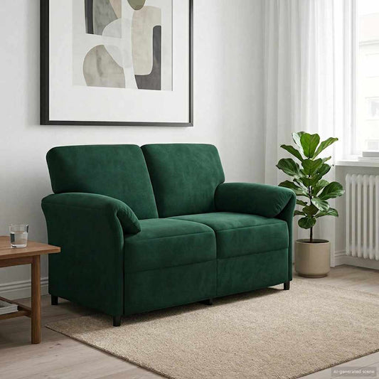 Divano a 2 Posti Verde Scuro 138 x 83 x 95 cm Velluto