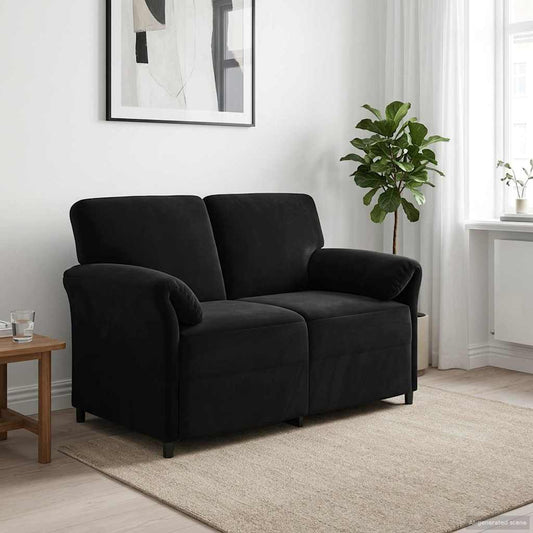 Divano a 2 Posti Nero 138 x 83 x 95 cm Velluto | homemem39