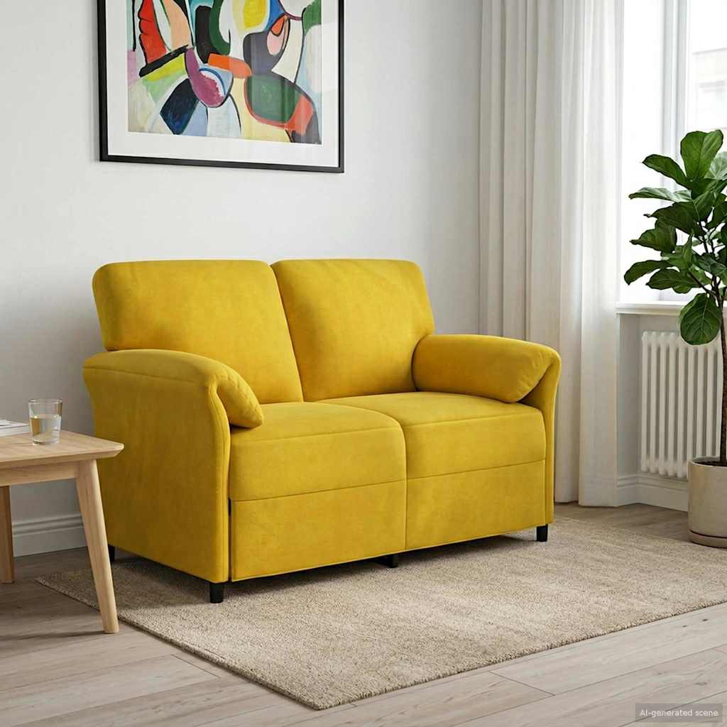 Divano a 2 Posti Giallo 138 x 83 x 95 cm Velluto
