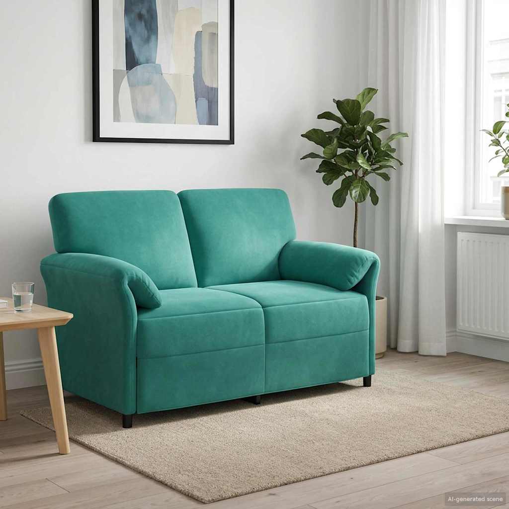 Divano a 2 Posti Turchese 138 x 83 x 95 cm Velluto | homemem39