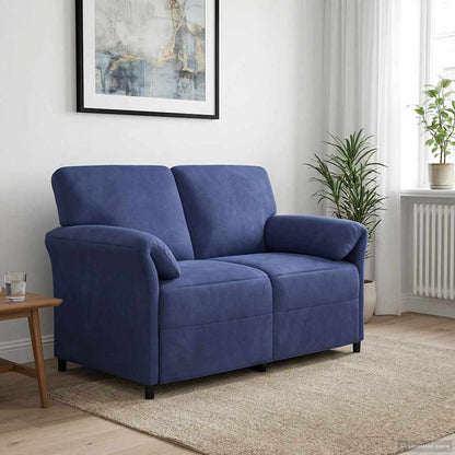 Divano a 2 Posti Blu Polizia 138 x 83 x 95 cm Velluto