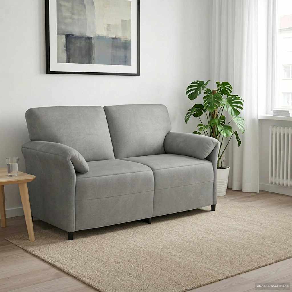 Divano a 2 Posti Grigio Chiaro 158 x 83 x 95 cm Velluto | homemem39
