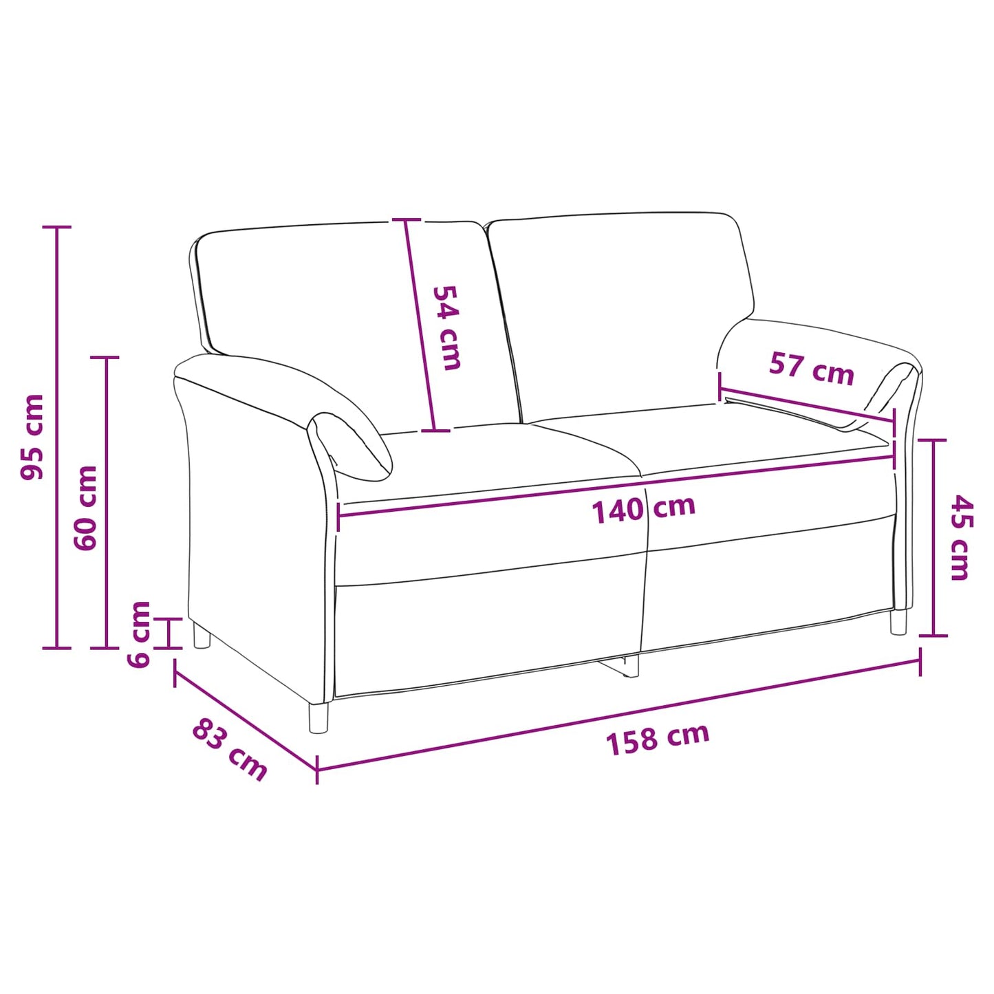 Divano a 2 Posti Rosa 158 x 83 x 95 cm Velluto | homemem39