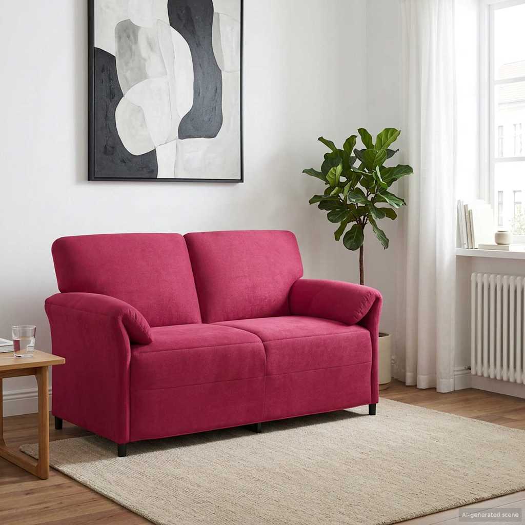 Divano a 2 Posti Rosso Vino 158 x 83 x 95 cm Velluto | homemem39