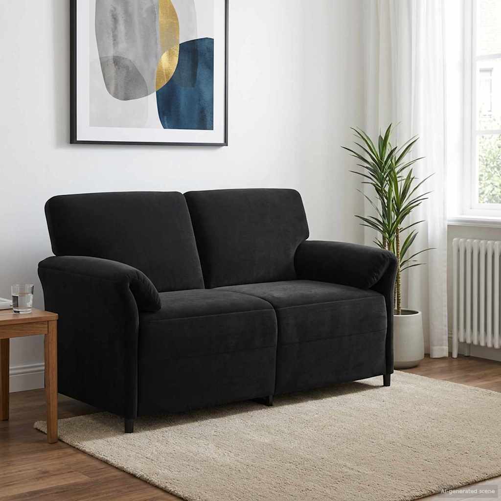 Divano a 2 Posti Nero 158 x 83 x 95 cm Velluto | homemem39