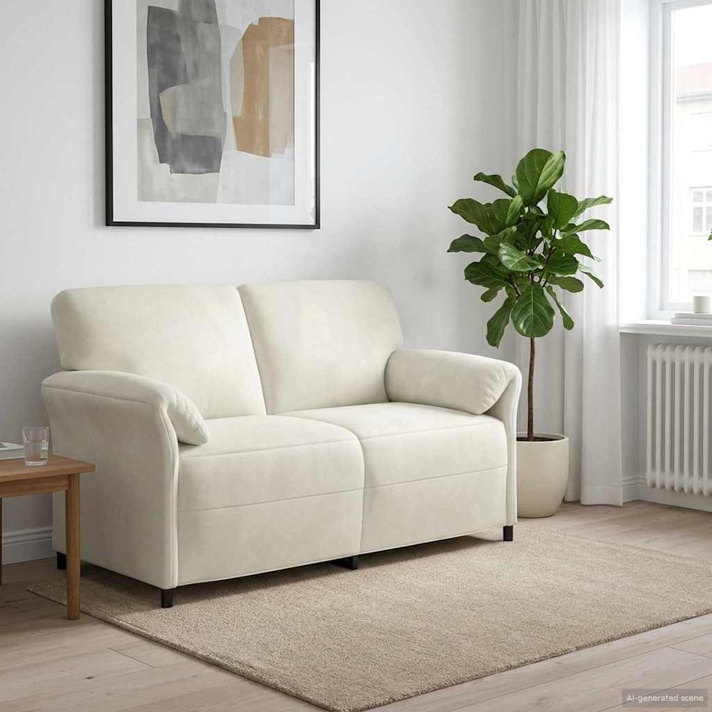 Divano a 2 Posti Crema 158 x 83 x 95 cm Velluto
