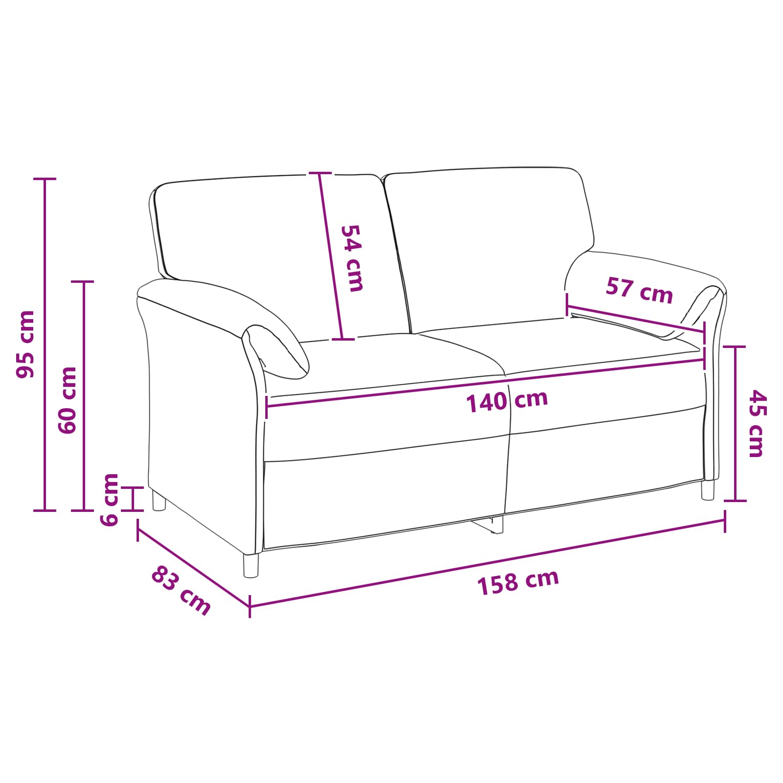 Divano a 2 Posti Crema 158 x 83 x 95 cm Velluto | homemem39