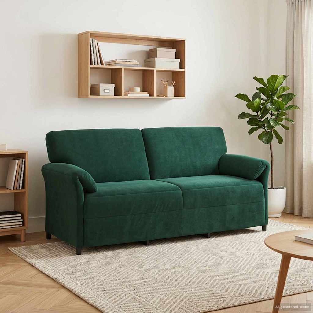 Divano 3-Persone Verde Scuro 198 x 83 x 95 cm Velluto