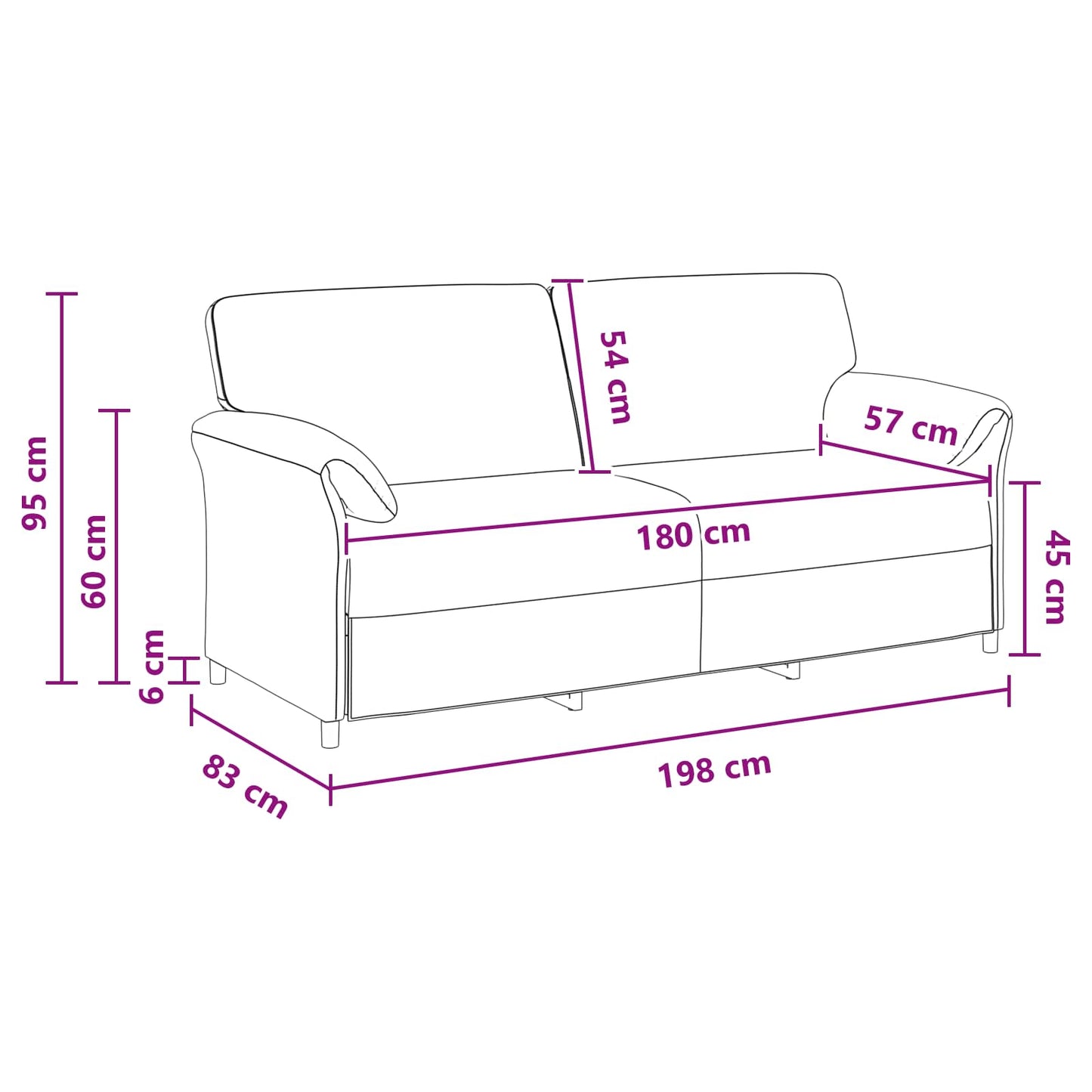 Divano 3-Persone Verde chiaro 198 x 83 x 95 cm Velluto | homemem39