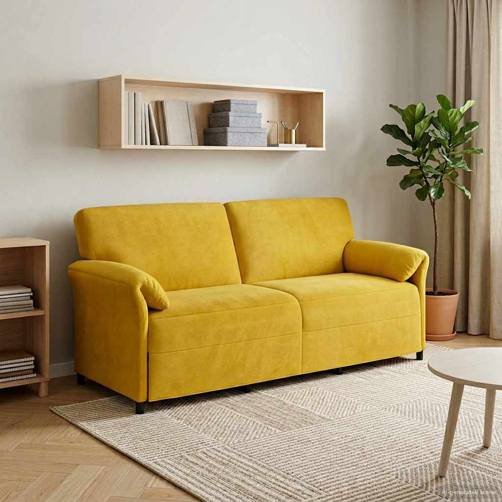 Divano 3-Persone Giallo 198 x 83 x 95 cm Velluto | homemem39