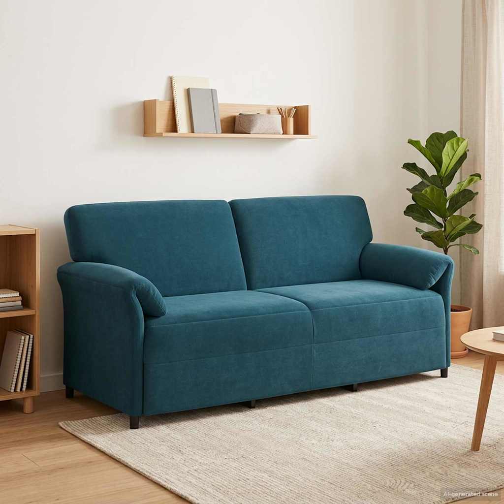 Divano 3-Persone Blu 198 x 83 x 95 cm Velluto | homemem39