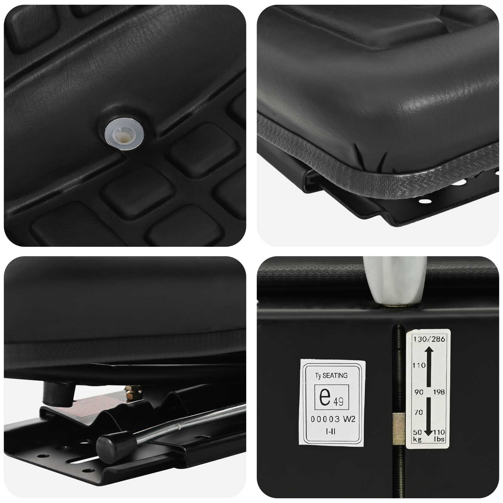 Sedile per trattore con sospensione Nero 39,5 x 52 x 43 cm | homemem39