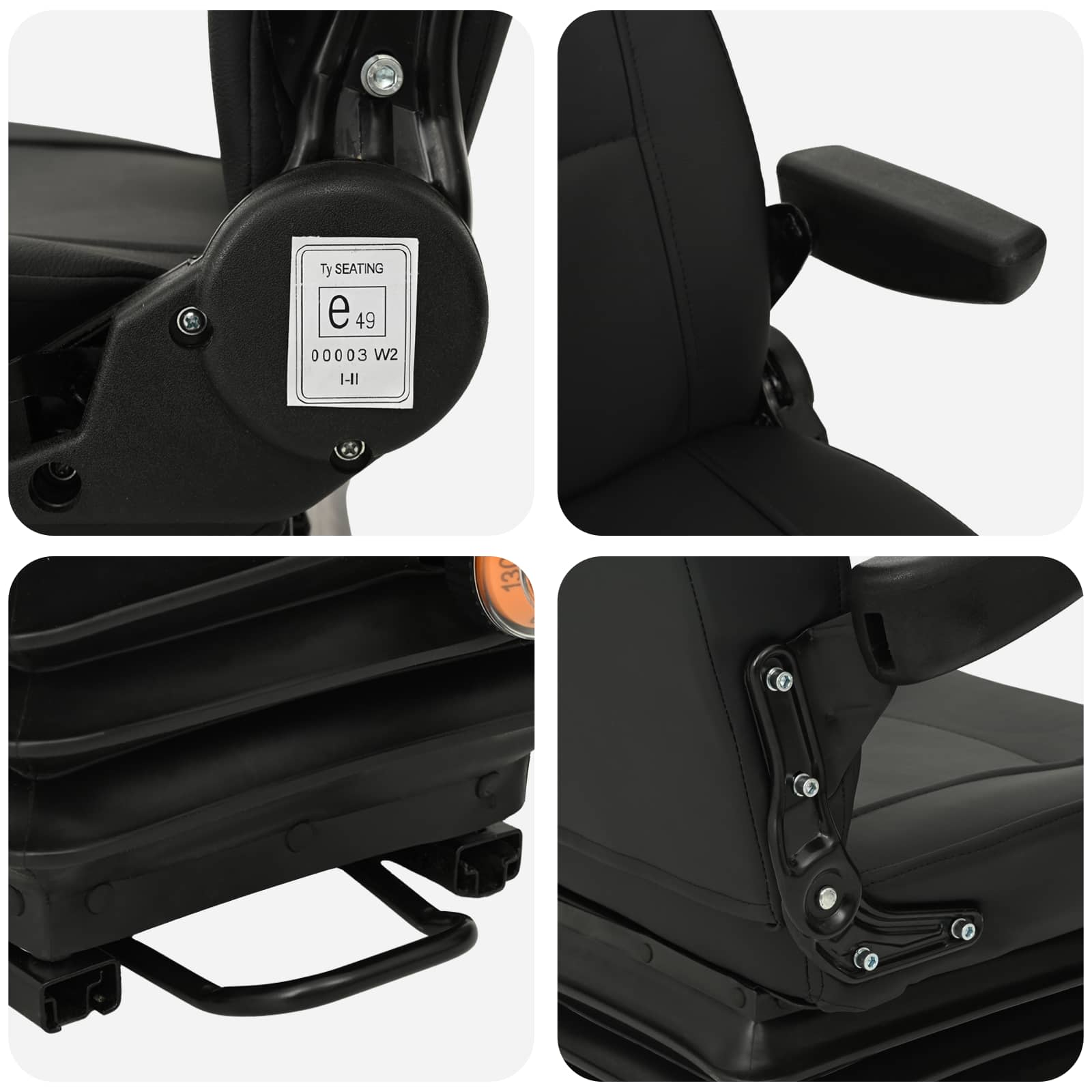 Sedile per trattore con sospensione Nero 56 x 57 x 87 cm | homemem39