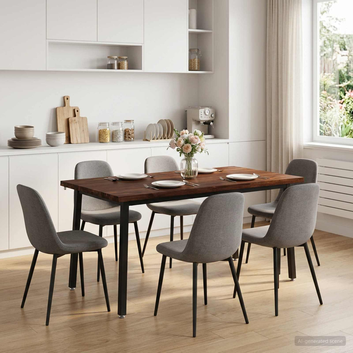Tavolo da pranzo con bordo vivo 160 x 70 x 75 cm Marrone Scuro