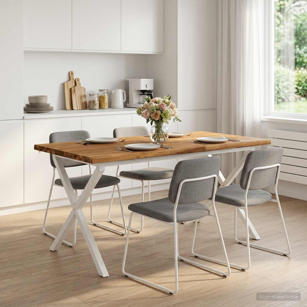 Tavolo da pranzo con bordo vivo 160 x 80 x 75 cm Naturale | homemem39