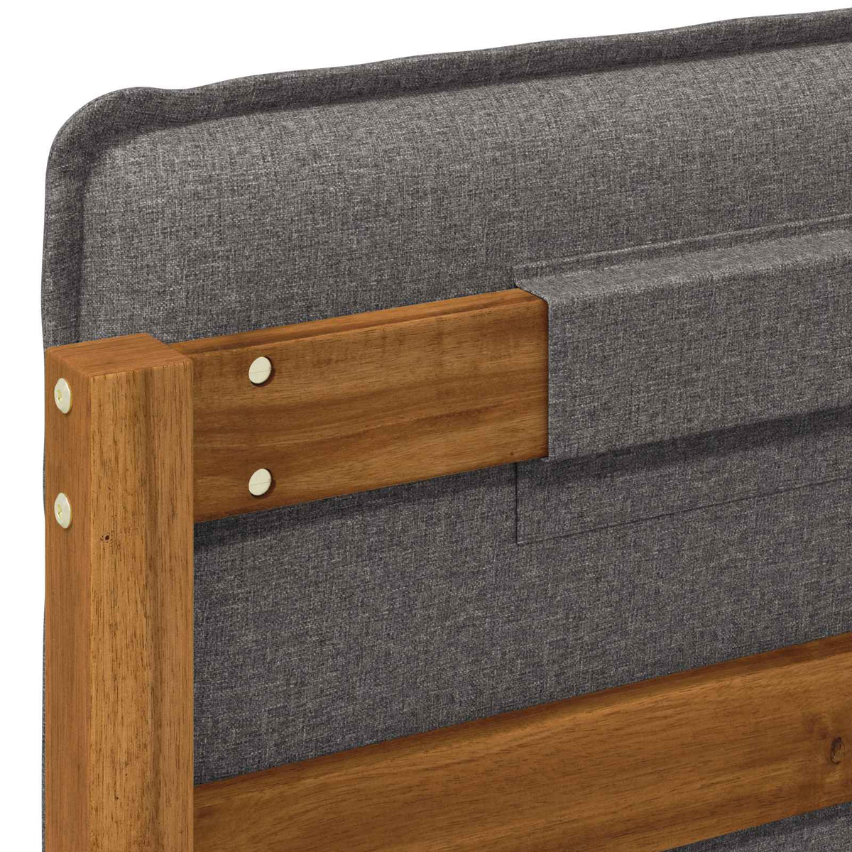 Letto con Testiera Rivestita Naturale e Grigio Chiaro