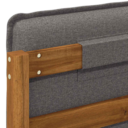 Letto con Testiera Rivestita Naturale e Grigio Chiaro