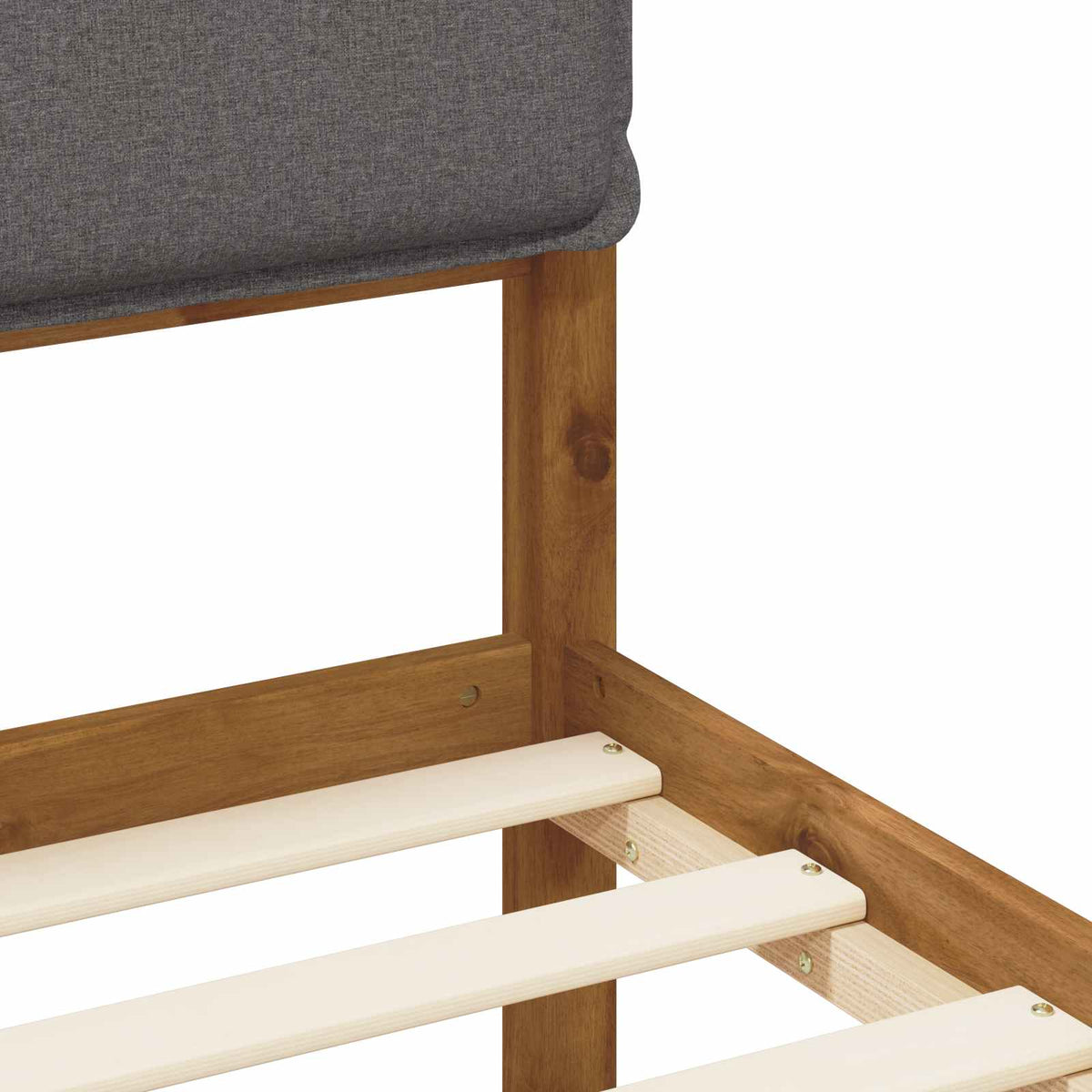 Letto con Testiera Rivestita Naturale e Grigio Chiaro
