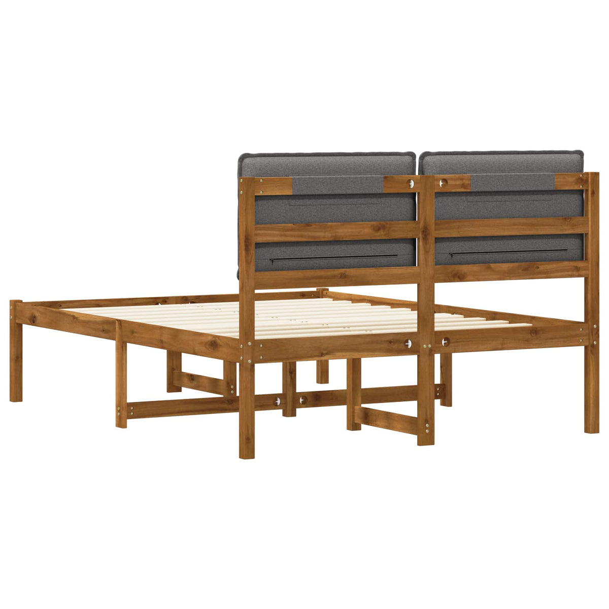 Letto con Testiera Rivestita Naturale e Grigio Chiaro