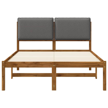Letto con Testiera Rivestita Naturale e Grigio Chiaro
