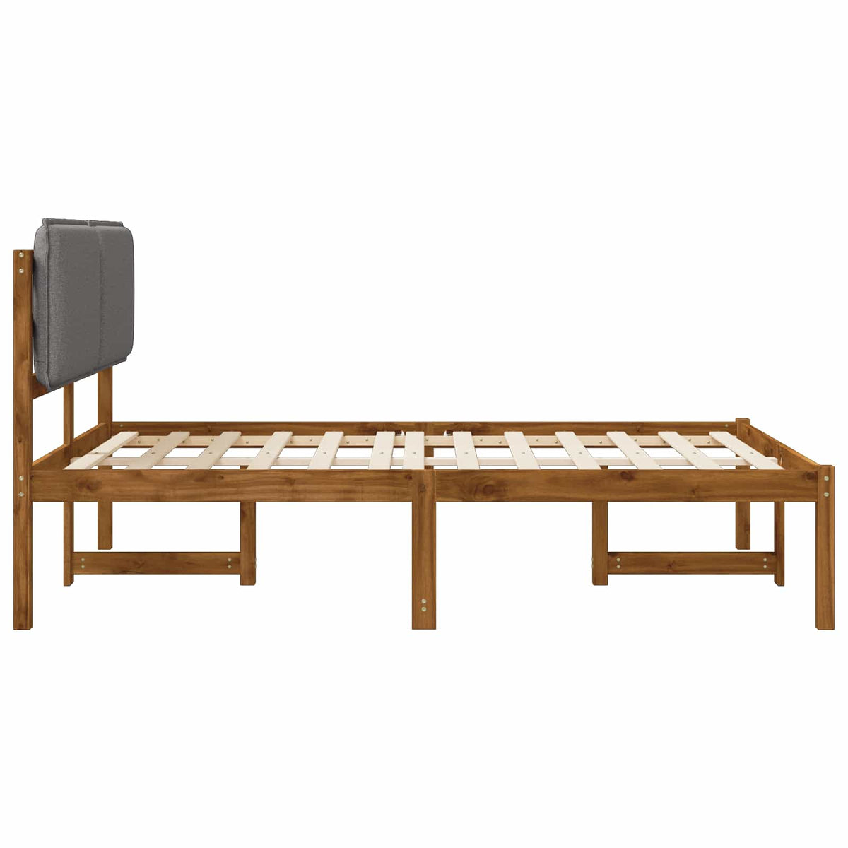 Letto con Testiera Rivestita Naturale e Grigio Chiaro