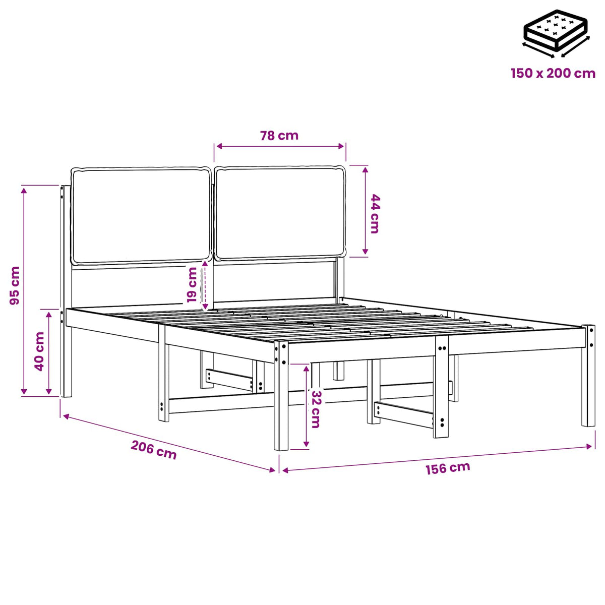 Letto con Testiera Rivestita Naturale e Grigio Chiaro