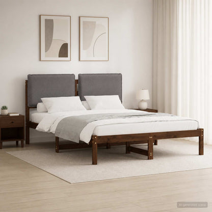 Letto con Testiera Rivestita Marrone scuro e grigio chiaro | homemem39