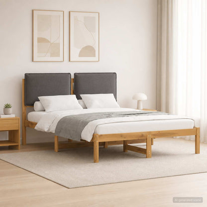 Letto con Testiera Rivestita Bianco lavato e grigio chiaro