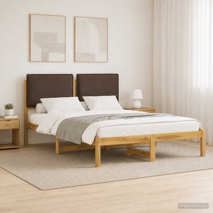 Letto con Testiera Rivestita Bianco lavato e taupe 140 x 200 cm | homemem39