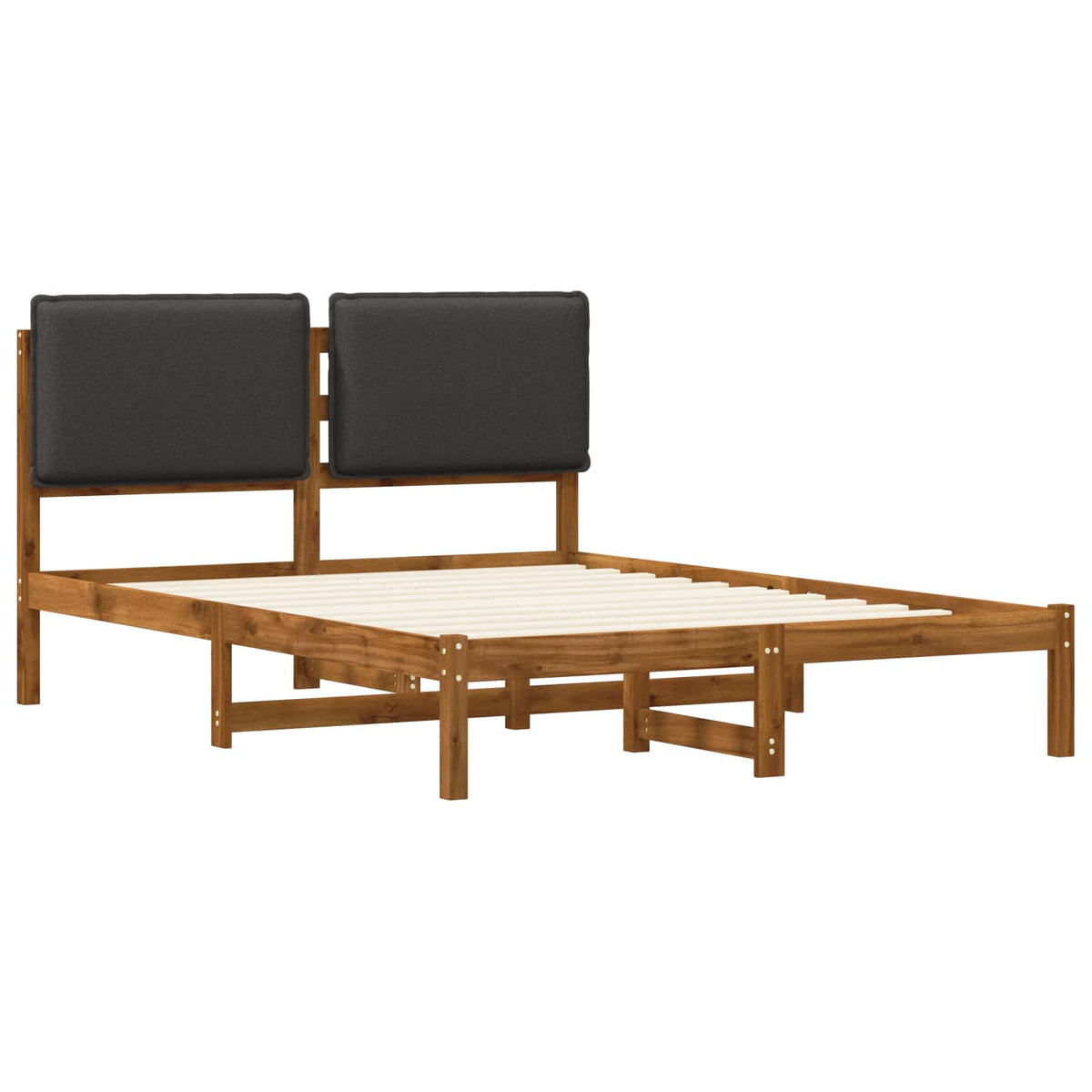 Letto con Testiera Rivestita Naturale e Grigio Scuro | homemem39