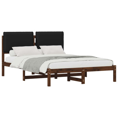 Letto con Testiera Rivestita Marrone scuro e Nero 140 x 200 cm | homemem39