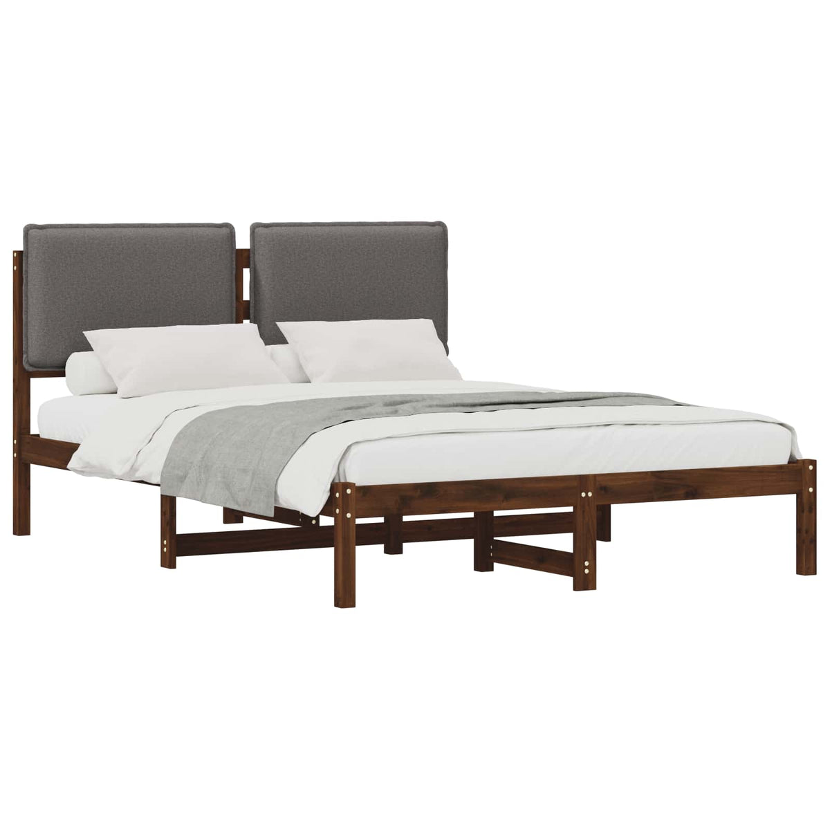 Letto con Testiera Rivestita Marrone scuro e grigio chiaro | homemem39