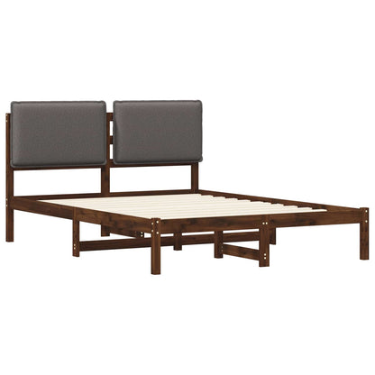 Letto con Testiera Rivestita Marrone scuro e grigio chiaro | homemem39