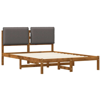 Letto con Testiera Rivestita Naturale e Grigio Chiaro | homemem39