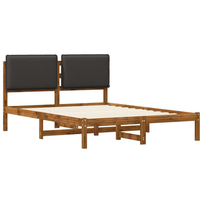 Letto con Testiera Rivestita Naturale e Grigio Scuro | homemem39