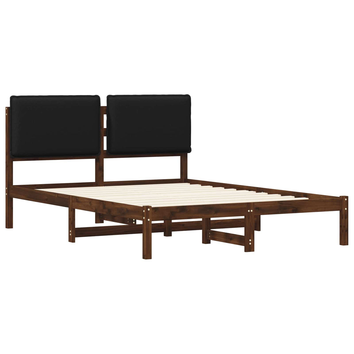 Letto con Testiera Rivestita Marrone scuro e Nero 120 x 200 cm | homemem39