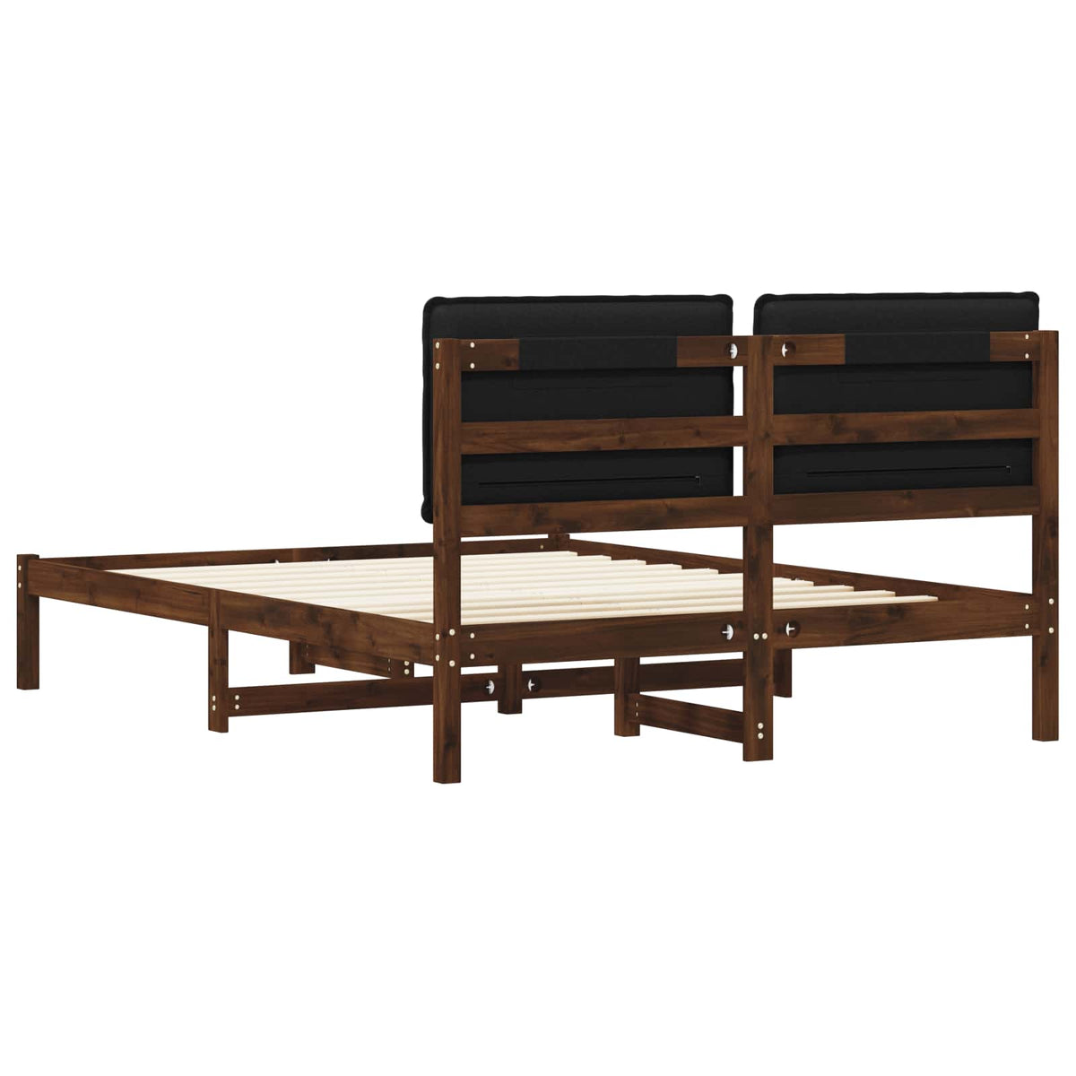 Letto con Testiera Rivestita Marrone scuro e Nero 120 x 200 cm | homemem39