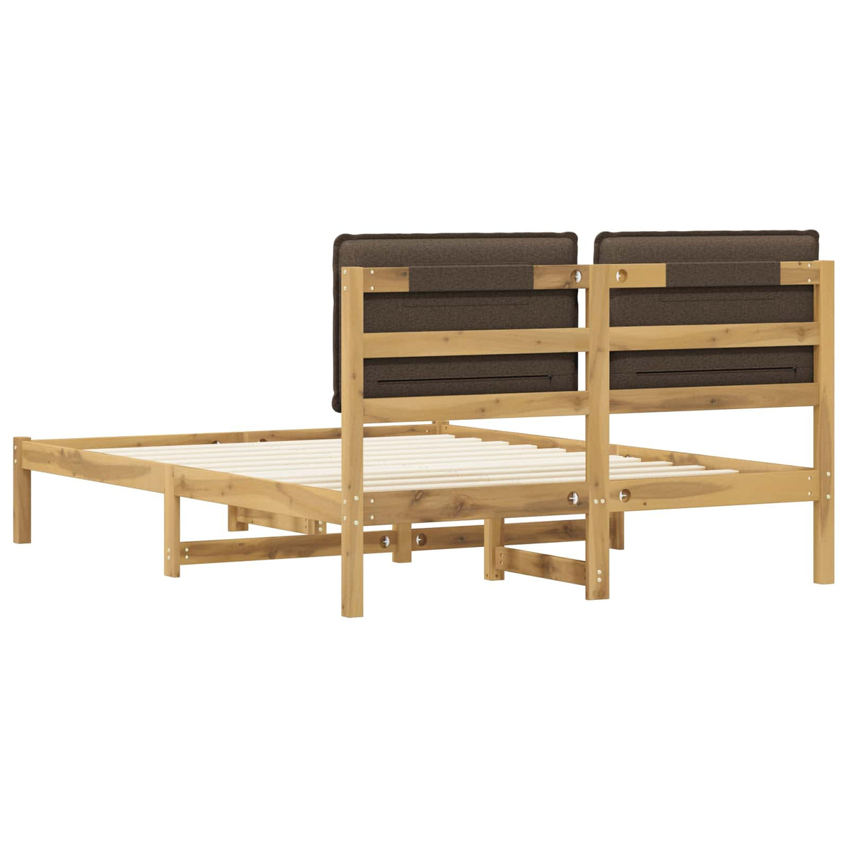 Letto con Testiera Rivestita Bianco lavato e taupe 120 x 200 cm | homemem39